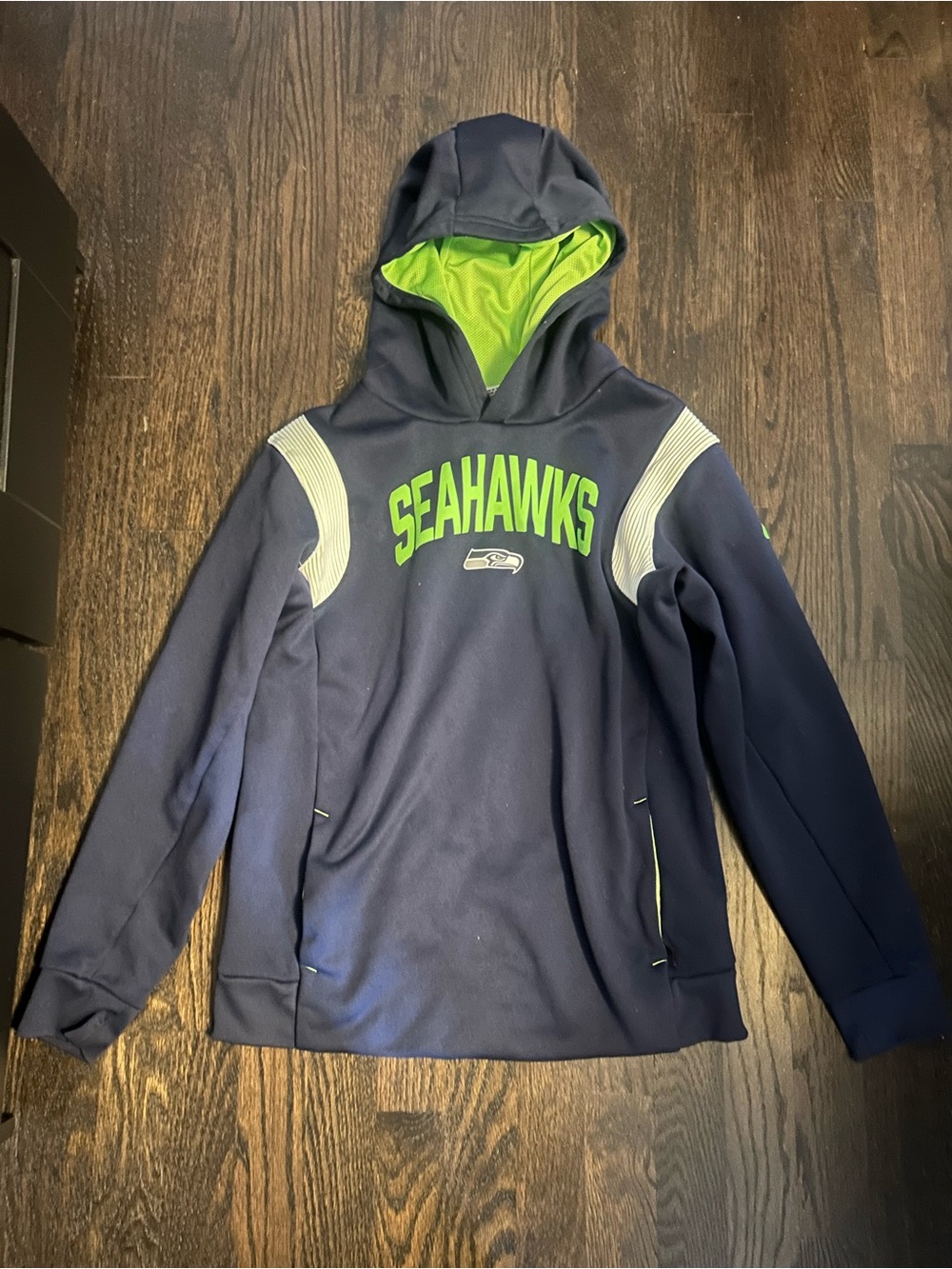 NFL Seahawks Navy Hoodie with Lime Accents